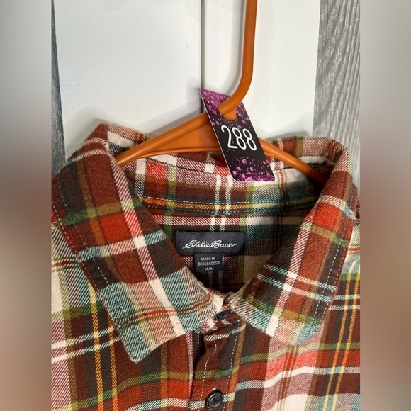 288. EDDIE BAUER Bristol Men's Flannel Shirt in Rust Plaid M - Picture 5 of 11